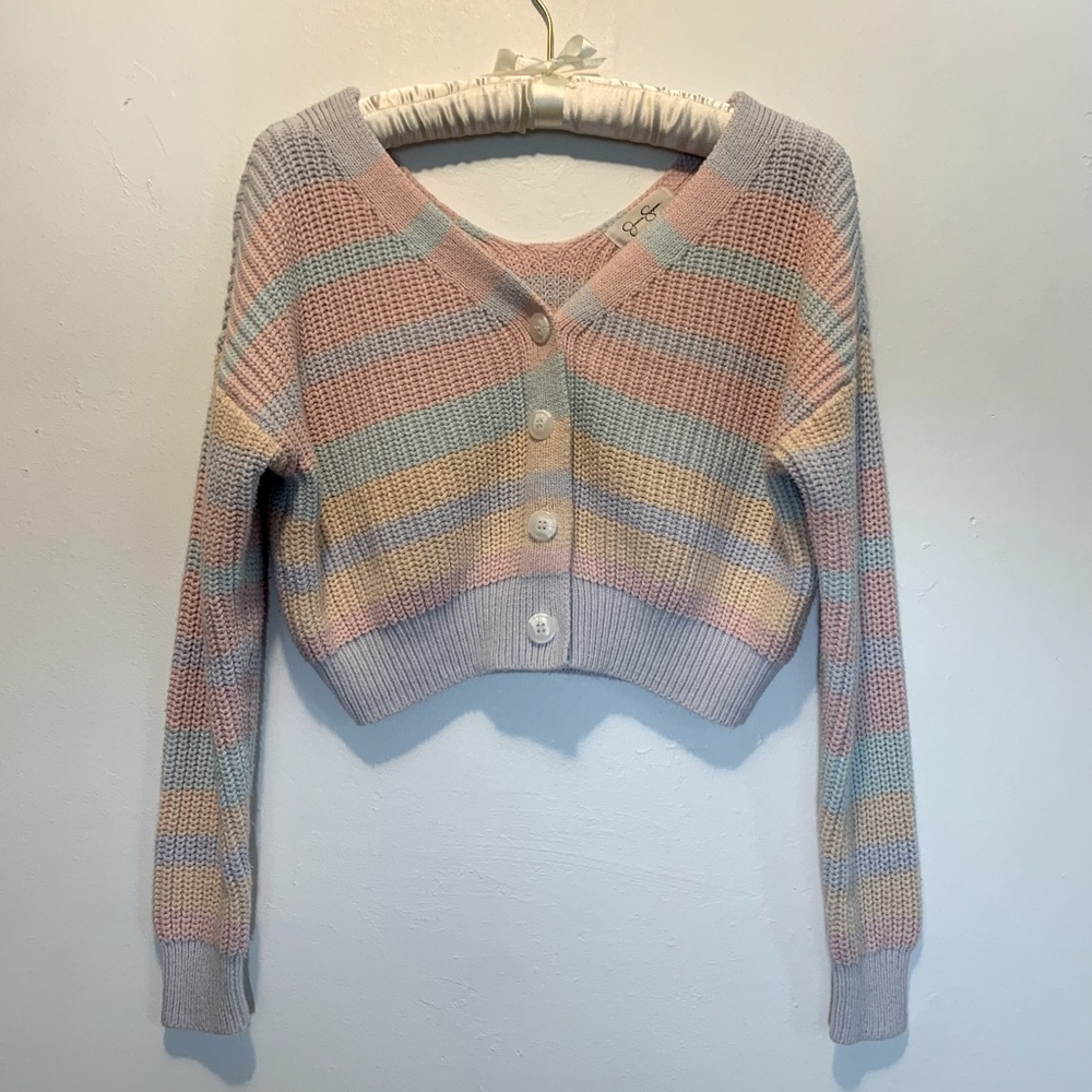 Jessica Simpson Pink and Blue Cozy Cardigan